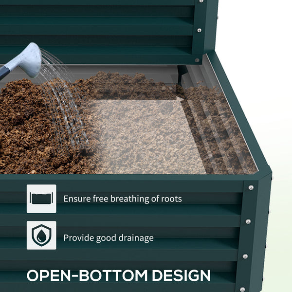 Galvanized 2-tier raised planter, green