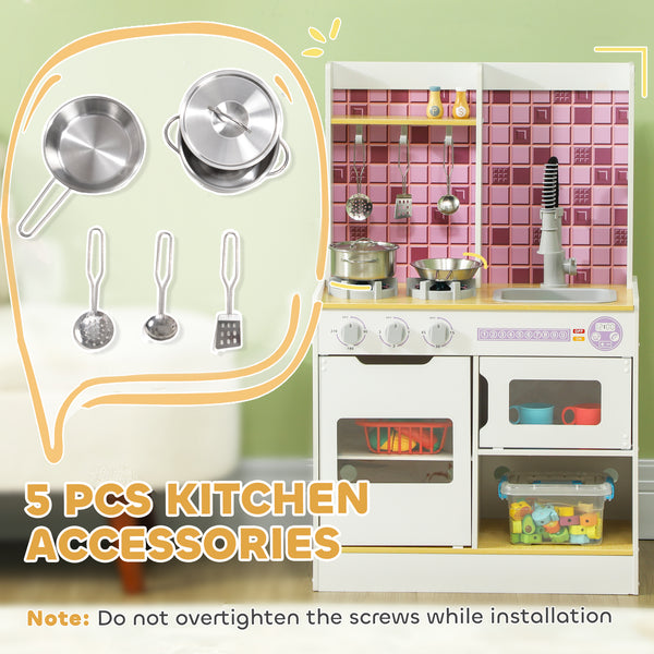 Kids Kitchen with Realistic Lights and Sounds, Sink, Oven, Stove, White