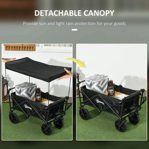 Folding garden cart with steel frame and removable canopy