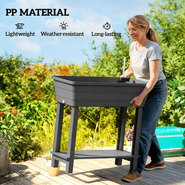 Raised garden bed with automatic watering, transparent lid and ventilation