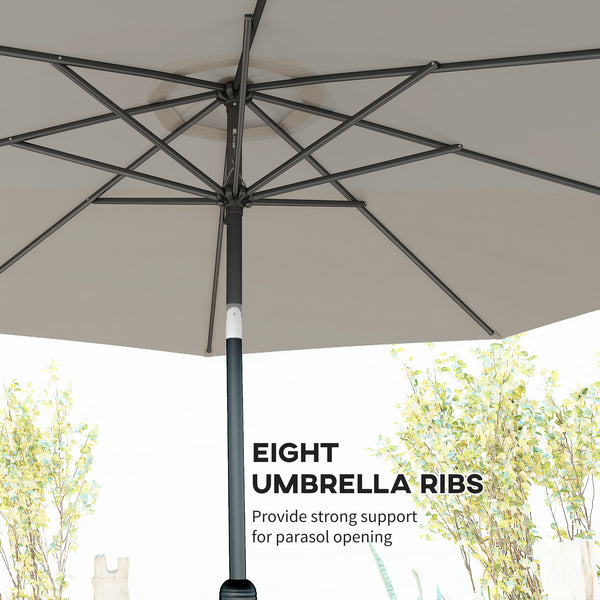 9.7-foot round parasol with crank and tilt, light gray