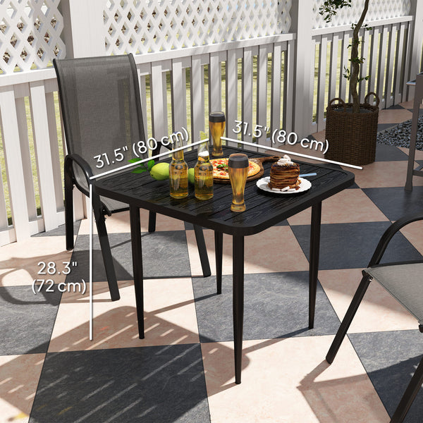 Square metal dining table, black