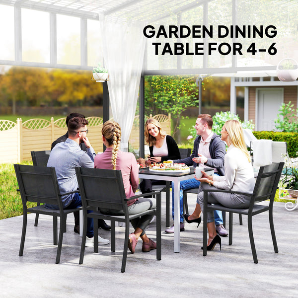 Dining table with rust-resistant aluminum frame, black
