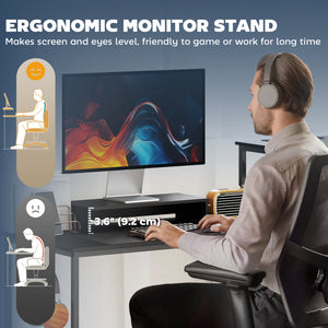 96-inch double gaming desk for 2 people with power outlets and monitor mounts, black