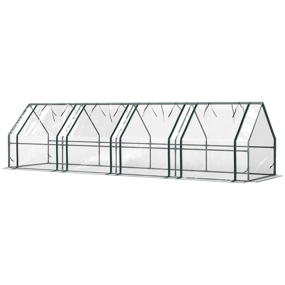Mini portable greenhouse with roll-up zippered doors, transparent