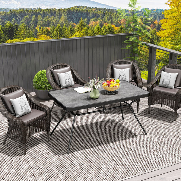 Rectangular garden table with parasol hole