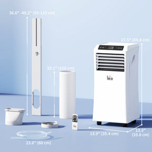 10,000 BTU Portable Air Conditioner with Cooling, Dehumidifier, and 2 Fan Speeds, White