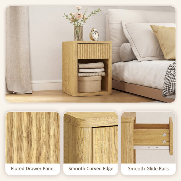 Ensemble de 2 tables de chevet modernes, couleur chêne