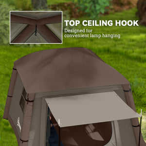 1-2 Person Inflatable Camping Tent with Hand Pump, Carry Bag, Khaki and Brown