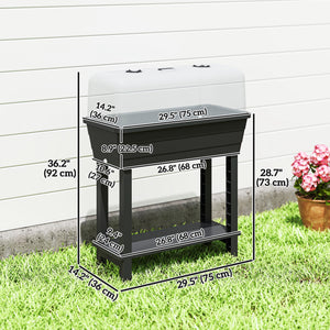 Raised garden bed with automatic watering, transparent lid and ventilation
