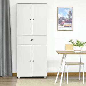 Modern storage unit with 4 doors and 3 adjustable shelves, white