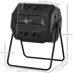43-gallon (160 L) rotating composter, black