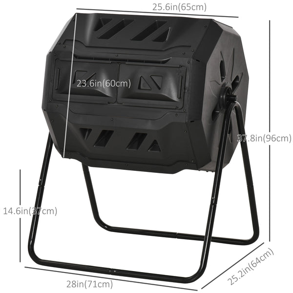43-gallon (160 L) rotating composter, black