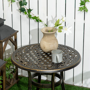 Round outdoor side table, bronze color