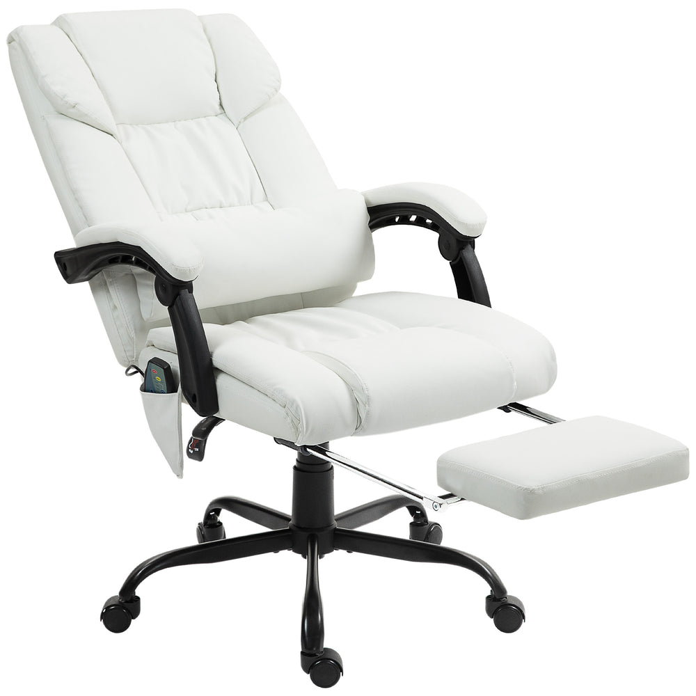 6-point vibrating massage chair with retractable footrest, white