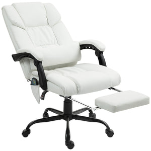 6-point vibrating massage chair with retractable footrest, white