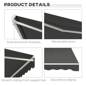 9.8 x 11.8 ft retractable electric awning with remote control, grey 