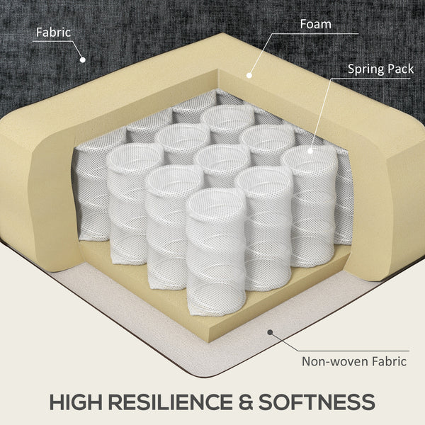 Modern corner sofa with right chaise longue, 3 seater upholstered with wooden legs, black