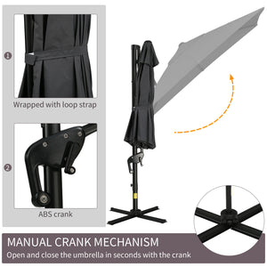 Square cantilever parasol with cross base, dark grey