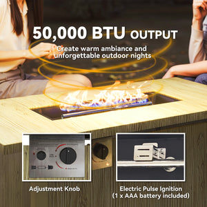 43" Propane Outdoor Fire Pit Table (50,000 BTU) with Waterproof Cover