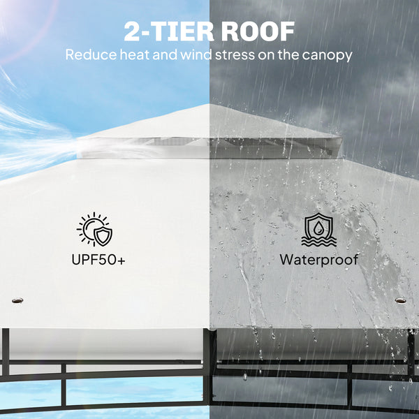 10' x 12' patio gazebo with double roof, UPF50+ protection and mosquito netting, cream white 