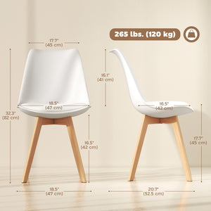 Set of 6 rubberwood dining chairs with PU leather cushions for living room, bedroom