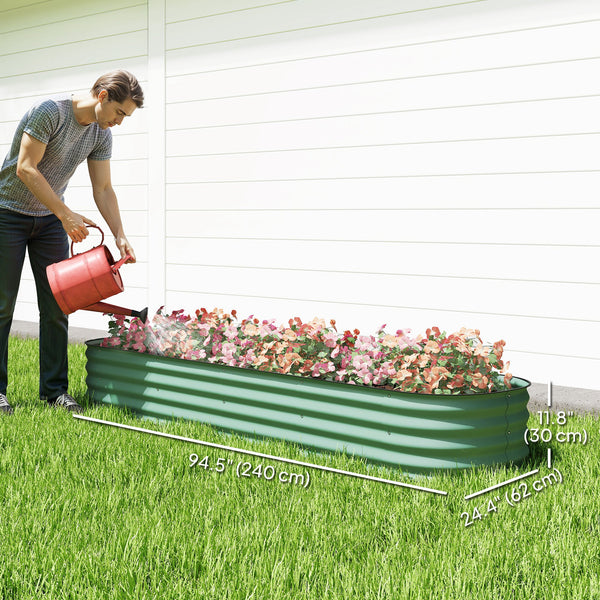 Galvanized raised planter kit with safety edging, green