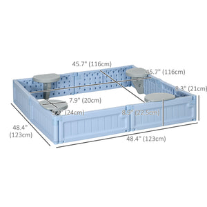 Sandpit with canopy and fabric cover, blue-grey