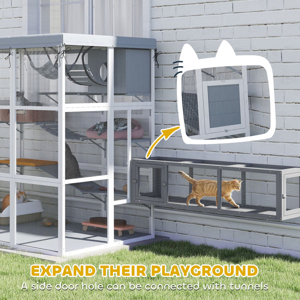 Cat enclosure with weatherproof cover