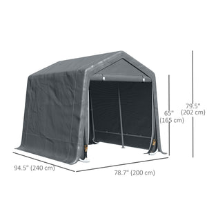 Garden shed with metal frame and double zipper, dark grey