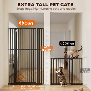 Extra-tall pet gate 63 in, adjustable width, black