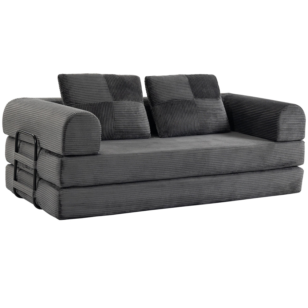 5-in-1 modular corduroy sofa bed, dark grey