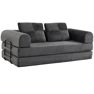 5-in-1 modular corduroy sofa bed, dark grey