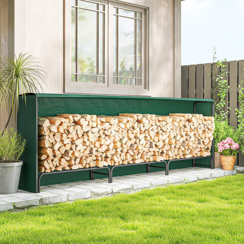 10 ft. firewood rack with cover and 660 lb. capacity