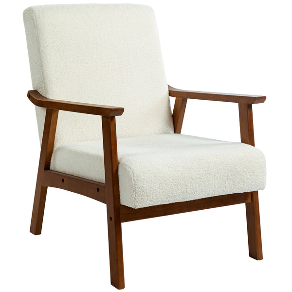 Accent chair with wide seat and thick padding, white
