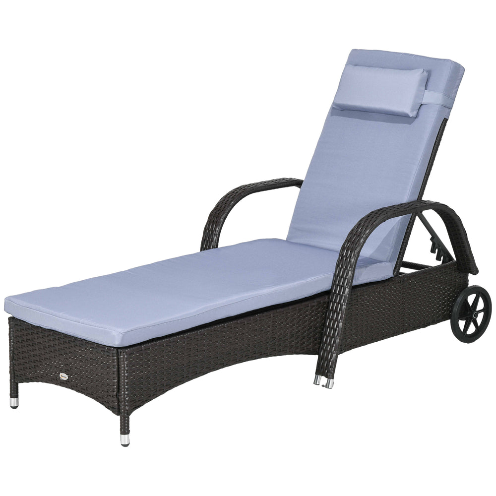 Chaise longue with headrest, silver grey