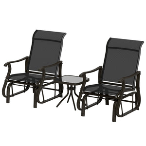 Set of 3 sliding chairs and Bistro tea table, black