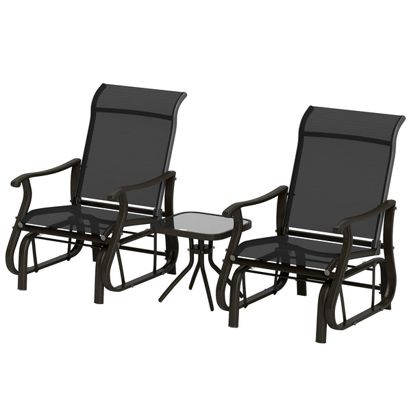 Set of 3 sliding chairs and Bistro tea table, black