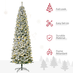 9ft Pre-Lit Frosted Artificial Christmas Tree with Warm White LED Light