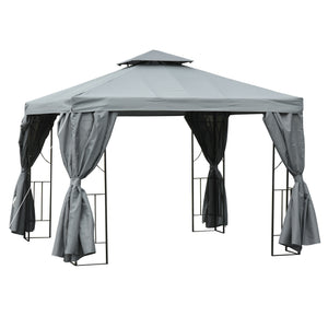 10 x 10 gazebo with double-pitched roof and side walls, dark grey