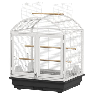 76cm Bird Cage with Removable Tray and Wheeled Stand, Dark Grey