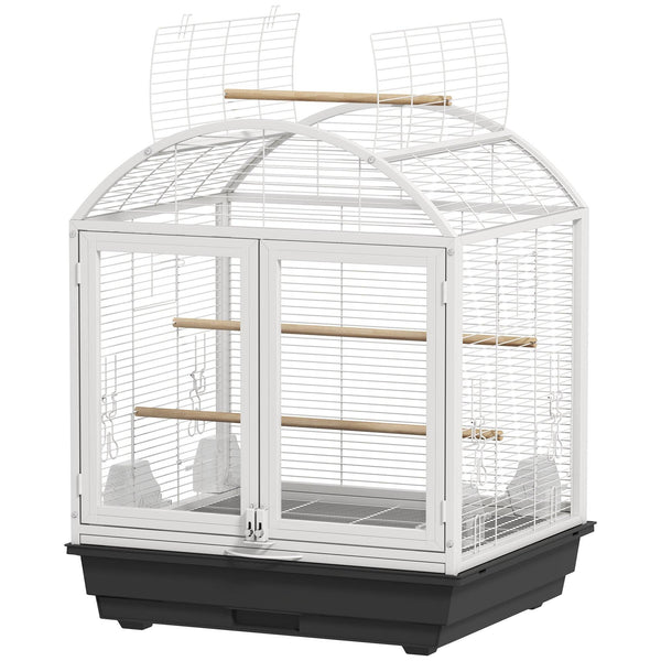 76cm Bird Cage with Removable Tray and Wheeled Stand, Dark Grey