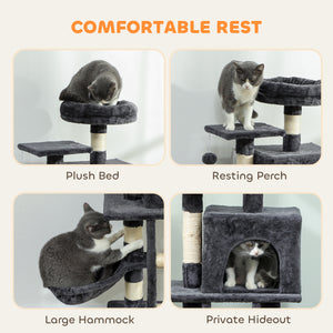 Large 132cm Cat Tree for Indoor Cats, Dark Grey