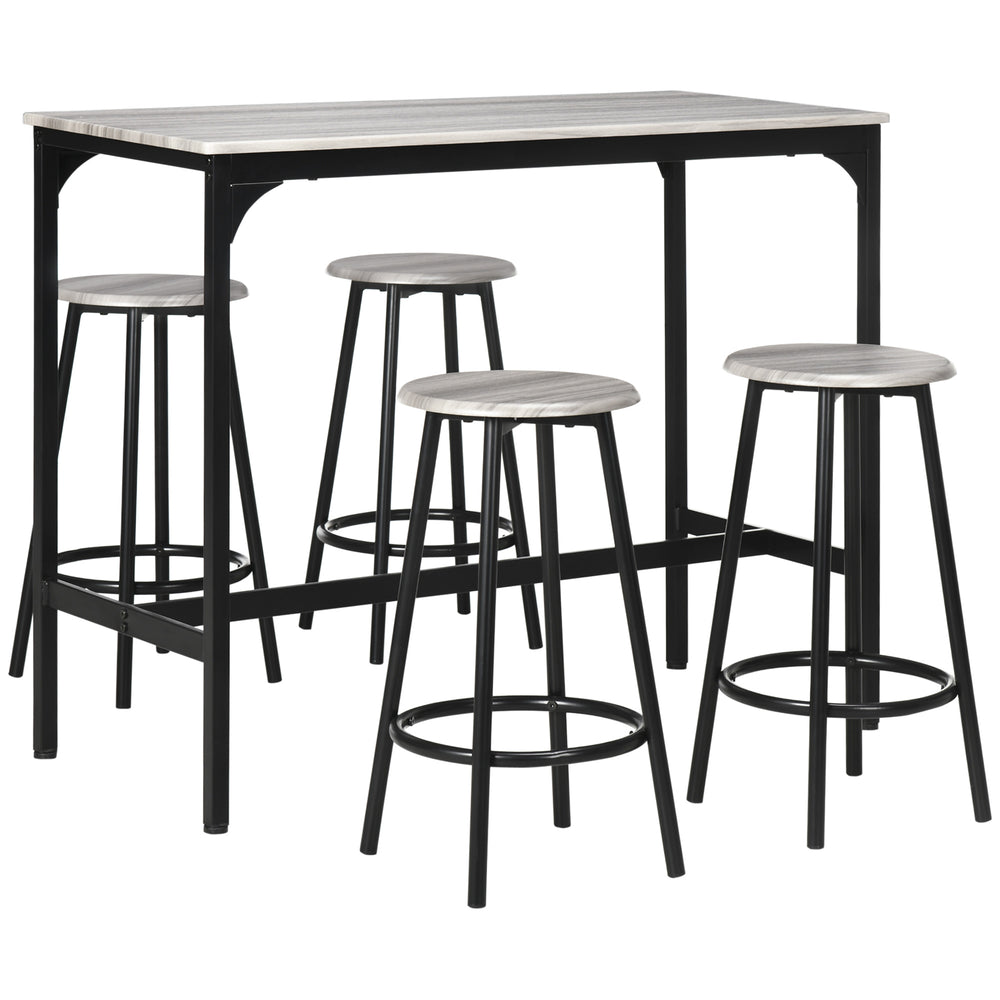5 Piece Bar Table and Chair Set for 4 People, Pub Table and Chairs