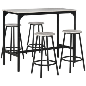 5 Piece Bar Table and Chair Set for 4 People, Pub Table and Chairs