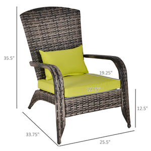 Adirondack chair in woven resin with soft cushions, green