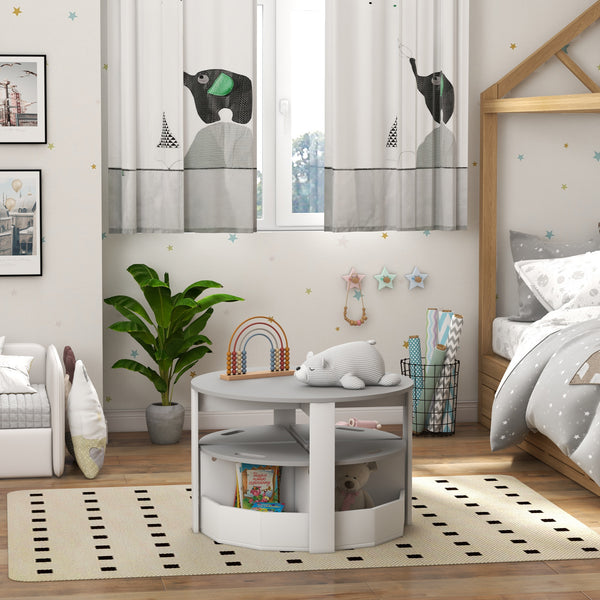 5 Piece Kids Table and Chair Set with Storage, Grey