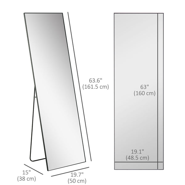 Full-length mirror, floor-standing or wall-mounted, black