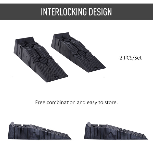 Set of 2 heavy-duty nesting car ramps, 5,500 lb capacity – Black