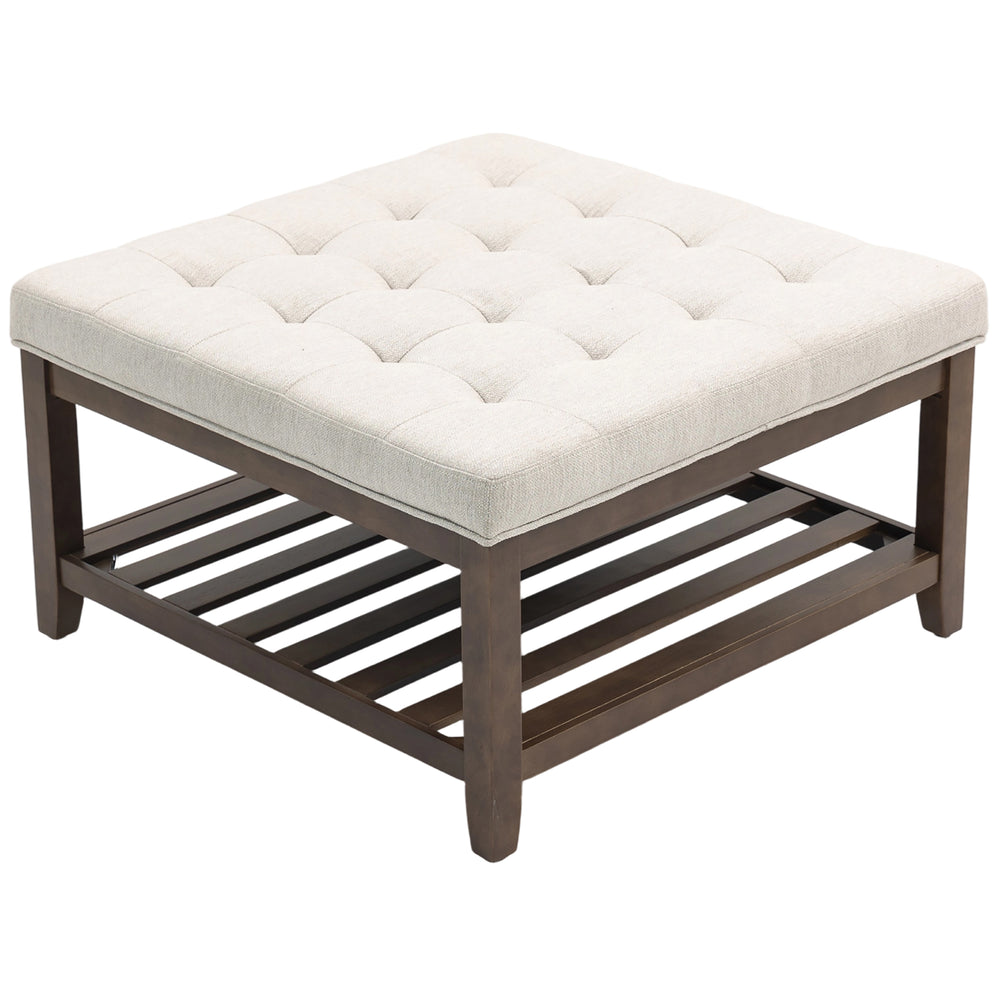 81cm Square Coffee Table with Storage, Beige